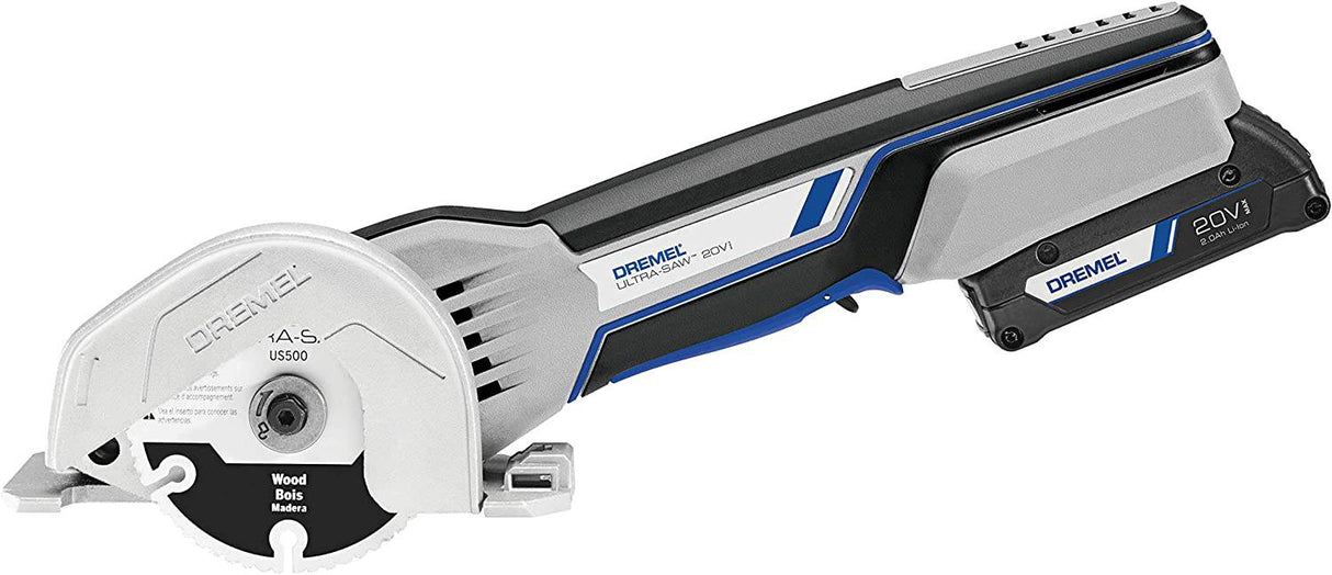 Dremel US20V-01 Kit de herramientas de sierra circular compacta con (1) batería de 20 V, (3) ruedas de corte y bolsa de almacenamiento - 15 000 RPM - Ideal para corte al ras, corte por inmersión y preparación de superficies - DIGVICE MX