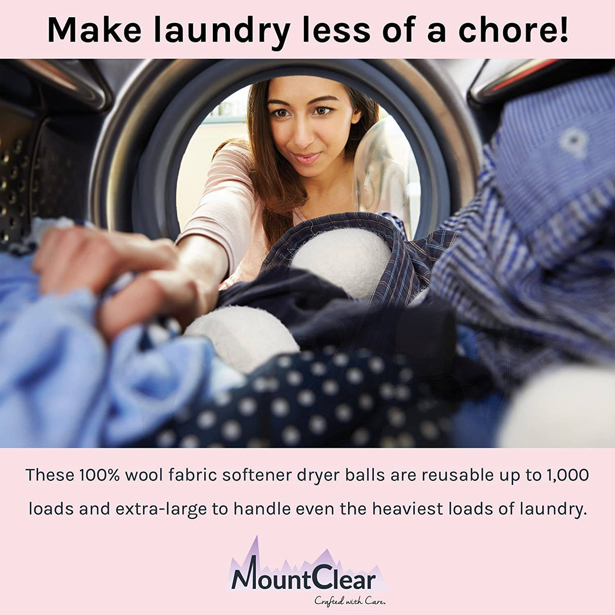 Mountclear Bolas de secadora de lana, suavizante de tela con aceite perfumado de lavanda, totalmente natural, libre de químicos e hipoalergénico, bolas de lavadora reutilizables - DIGVICE MX