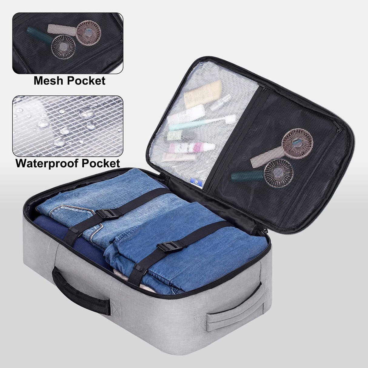 Dinictis - Mochila de viaje para portátil de 40 l para hombres y mujeres, compatible con portátiles de 17 pulgadas, mochila para maleta aprobada para llevar en vuelo, resistente al agua, mochila de fin de semana para la noche, gris