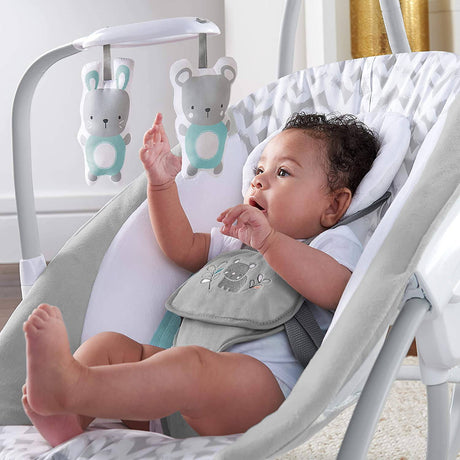 Ingenuity 2-in-1 SimpleComfort Compact Baby Swing & Rocker - Ligero, multidireccional, 6 velocidades, sonidos y vibraciones de la naturaleza - Raylan - DIGVICE MX