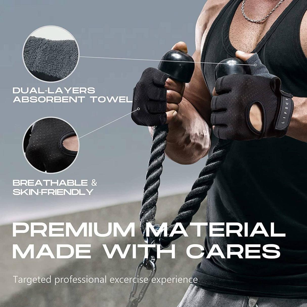 KANSOON Guantes de Entrenamiento Transpirables Esenciales, Levantamiento de Pesas Guantes de Ejercicio de Gimnasio sin Dedos con Espalda Abierta Curvada, para Levantamiento de Pesas, Mujeres y Hombres