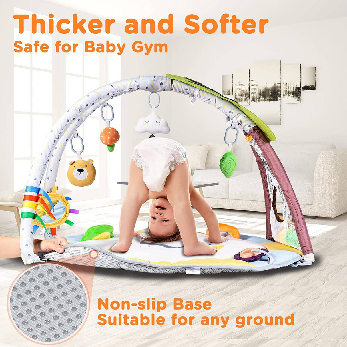 Lupantte Baby Gym Play Mat con 9 juguetes para el desarrollo de habilidades motoras y sensoriales Descubrimiento de idiomas, más grueso antideslizante Baby Activity Gym con Ball Pit, árbol verde para recién nacidos, bebés a niños pequeños - DIGVICE MX