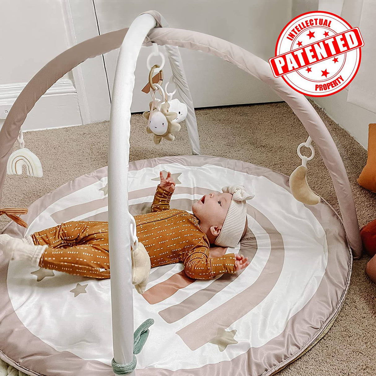 Little Dove Baby Gym and Infant Play Mat Rainbow Design para recién nacidos Gimnasio de actividades de desarrollo basado en etapas para niños pequeños de 0 a 3 6 9 12 meses Bebés con 7 juguetes - DIGVICE MX