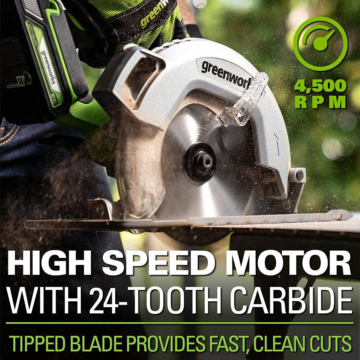 Sierra circular Greenworks de 7.25" sin escobillas de 24 V, la batería y el cargador se venden por separado - DIGVICE MX