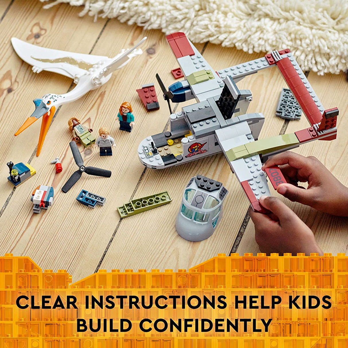 LEGO Jurassic World Dominion Quetzalcoatlus Plane Ambush 76947 Juego de construcción de dinosaurios para niños a partir de 7 años (293 piezas)