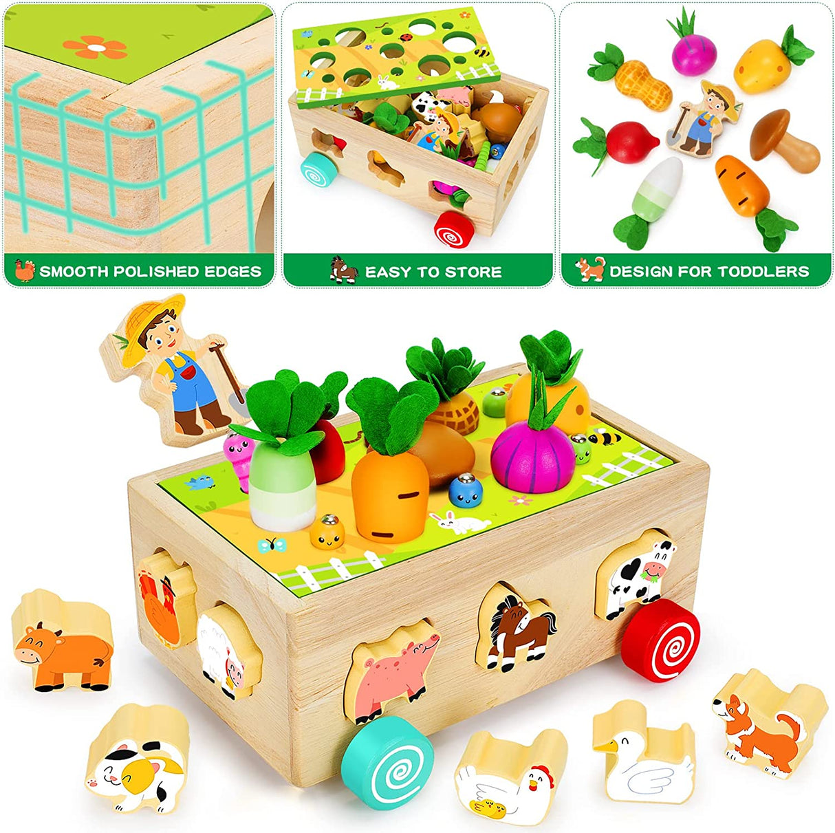 Ellinjan - Juguetes Montessori de madera para niños y niñas pequeños, juguetes de animales de granja - B0B2MVZLT6
