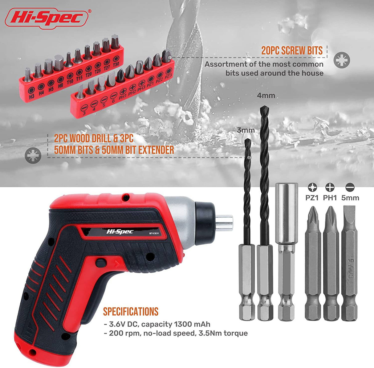 Hi-Spec Juego de destornilladores eléctricos inalámbricos, 27 piezas - DIGVICE MX