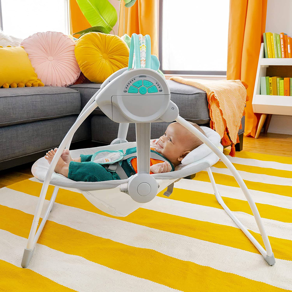 Bright Starts Whimsical Wild Portable Compact Automático Deluxe Baby Swing con música y Taggies, recién nacido y más - DIGVICE MX