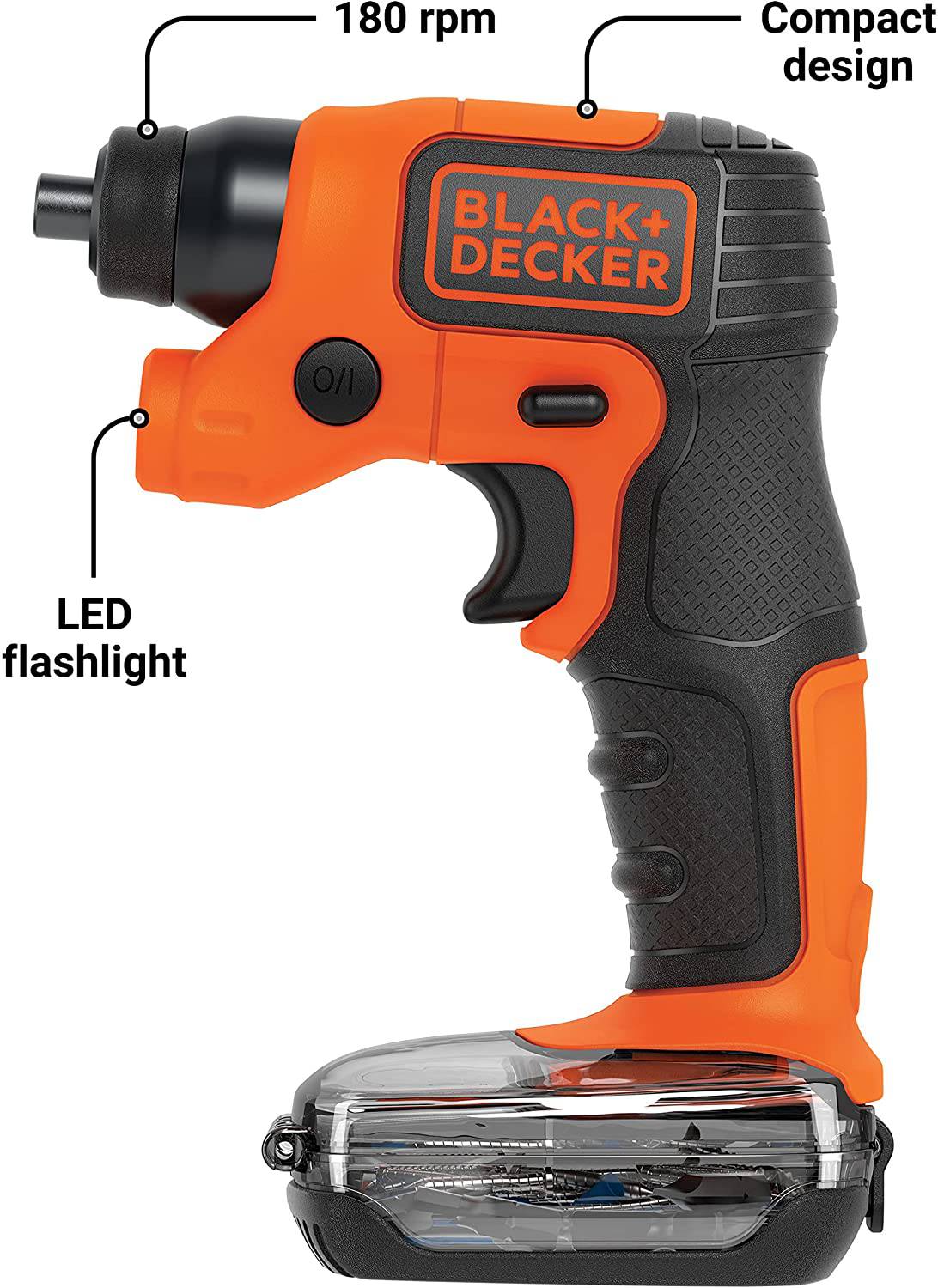 Destornillador inalámbrico BLACK+DECKER LightDriver 4V MAX* con PAK de almacenamiento (BDCSFS30C) - DIGVICE MX