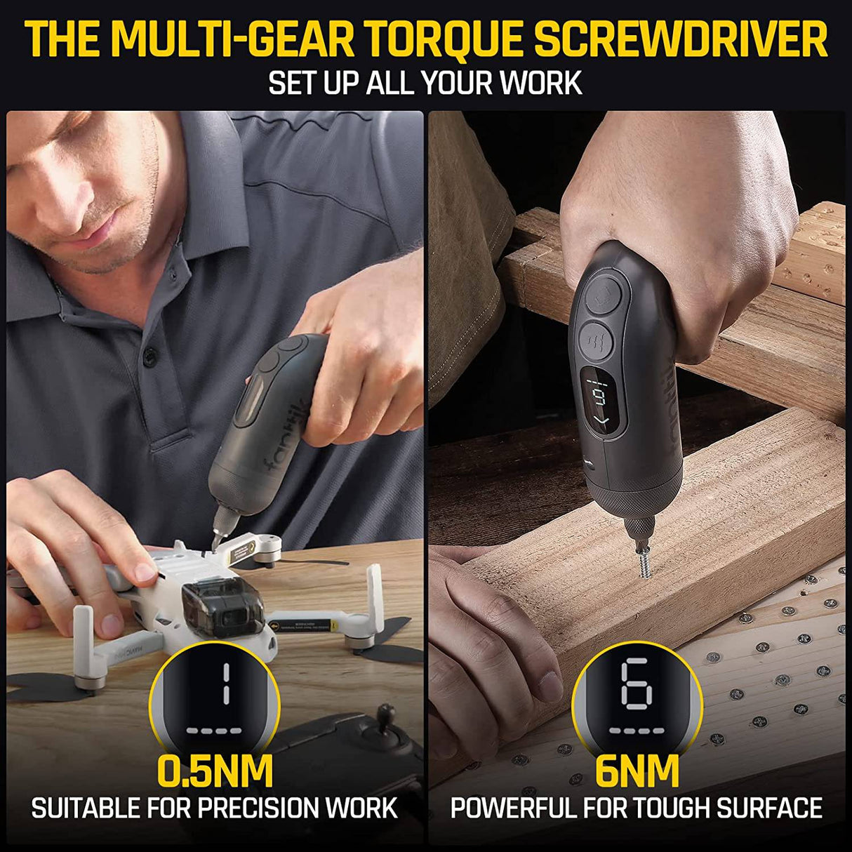 Fanttik Kit Destornillador Inalámbrico 14pcs, Pantalla Digital, Li-ion 2000mAh, 6 Marchas 0.5-6 Nm Juego Destornillador Eléctrico Recargable 3.6V con Cable USB, LED Frontal, Gris - NEX L1 Pro - DIGVICE MX