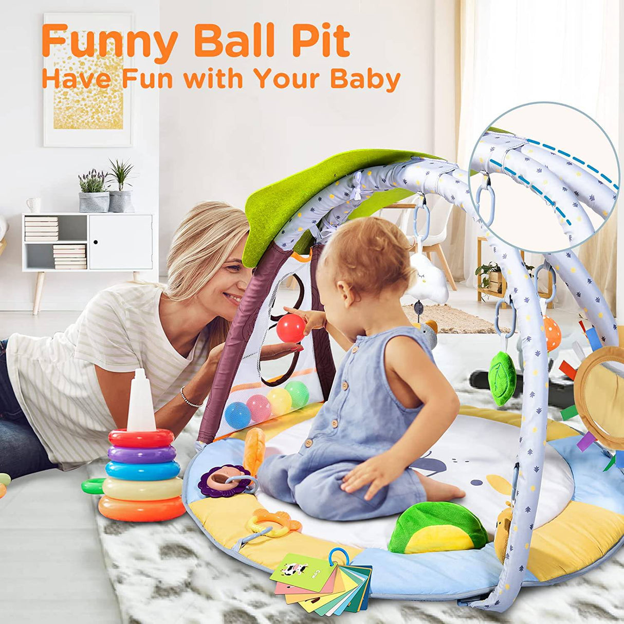 Lupantte Baby Gym Play Mat con 9 juguetes para el desarrollo de habilidades motoras y sensoriales Descubrimiento de idiomas, más grueso antideslizante Baby Activity Gym con Ball Pit, árbol verde para recién nacidos, bebés a niños pequeños - DIGVICE MX