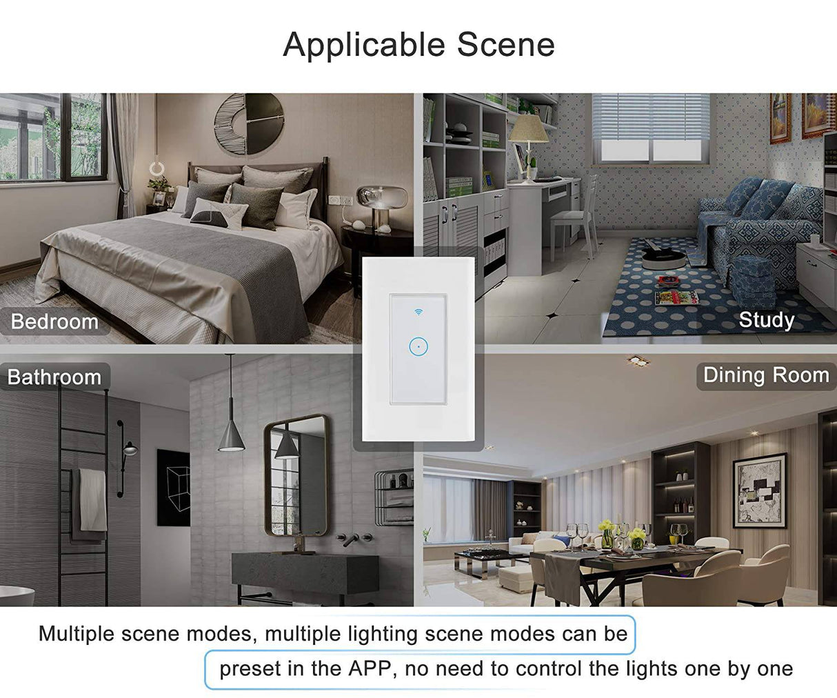 SLOSON Interruptores WiFi inteligentes para luces en la pared 2,4 Ghz 1 vía Compatible con Alexa, Google Home e IFTTT, necesita cable neutro, no requiere concentrador - DIGVICE MX