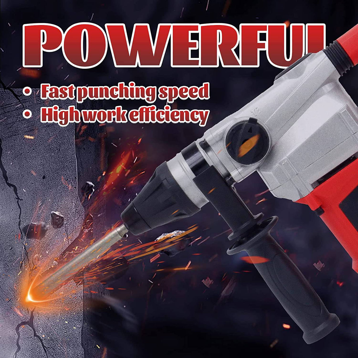 Howhite Taladro de martillo giratorio SDS-Plus de 1-1/4 pulgadas de alta resistencia, 3 funciones con control de vibración incluyendo grasa, cinceles y brocas con funda, guantes y estuche de transporte - DIGVICE MX