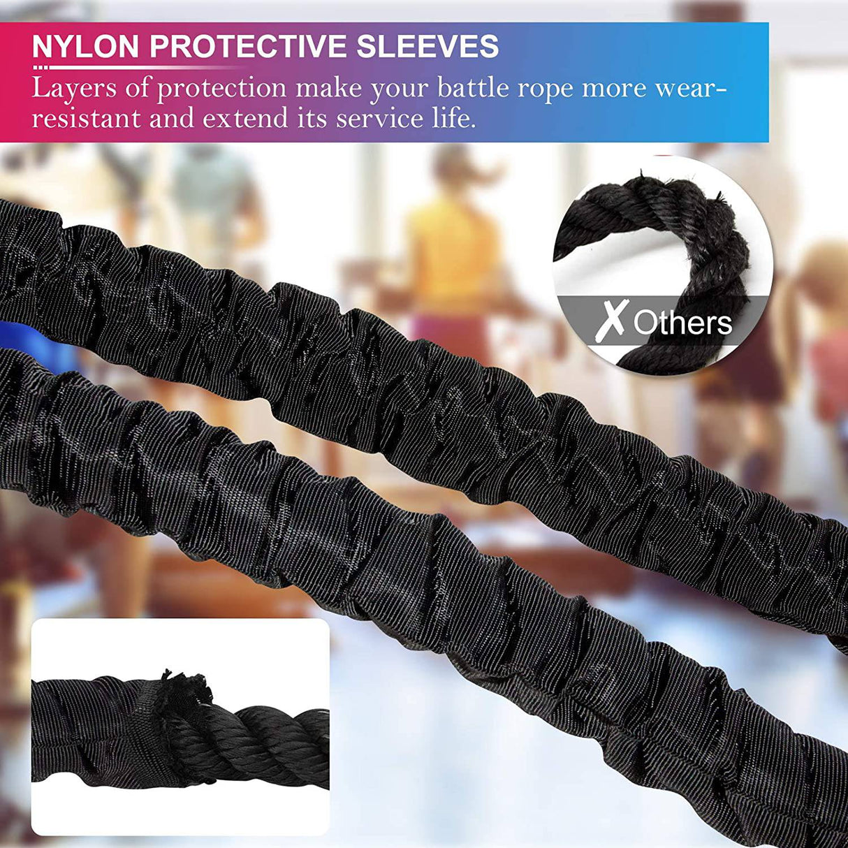 Hokyzam - Cuerdas de batalla Cuerda de batalla de 30 pies para entrenamiento de equipo de entrenamiento de gimnasio en casa