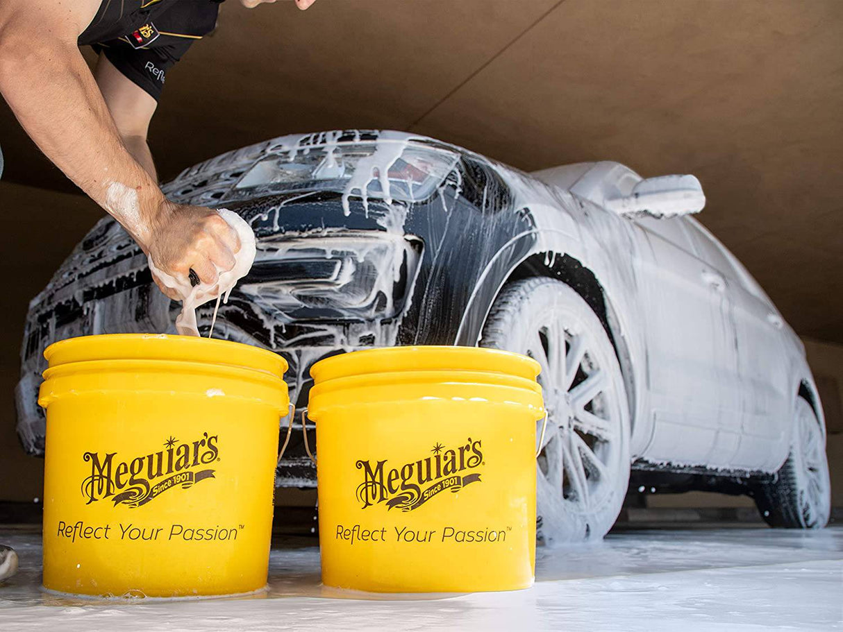 Meguiar's Cubeta amarilla - Cubo de lavado de autos para agua y espuma - 3.5 gal