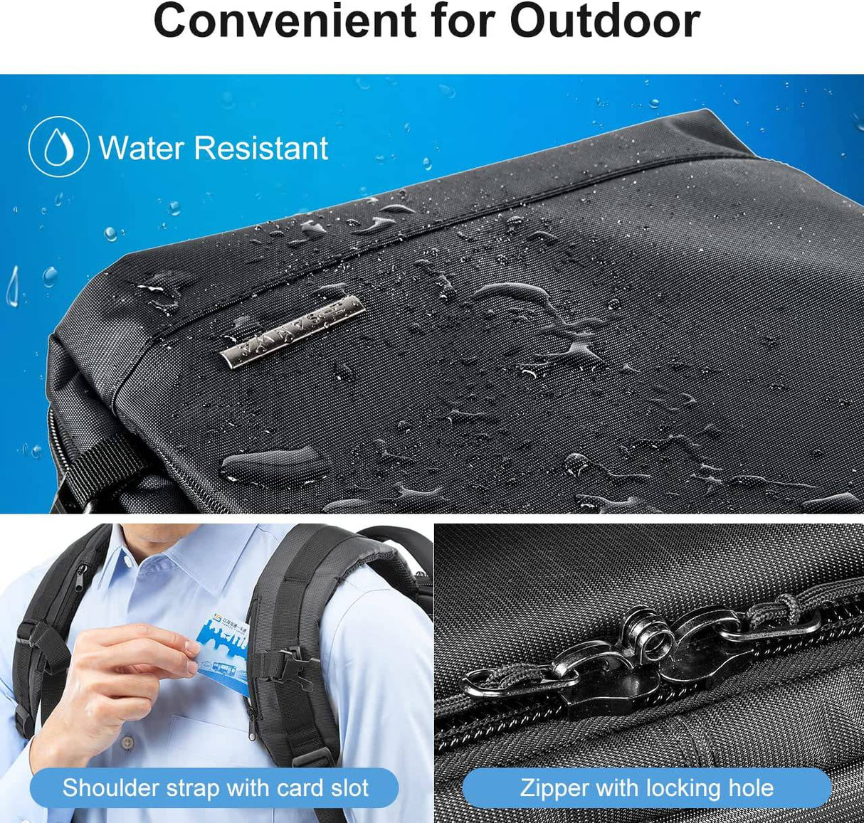 SANWA Mochila para computadora portátil de 15,6 pulgadas con puerto de carga USB, resistente al agua, maletines de negocios antirrobo, bolso de hombro, compatible con MacBook Dell Notebook