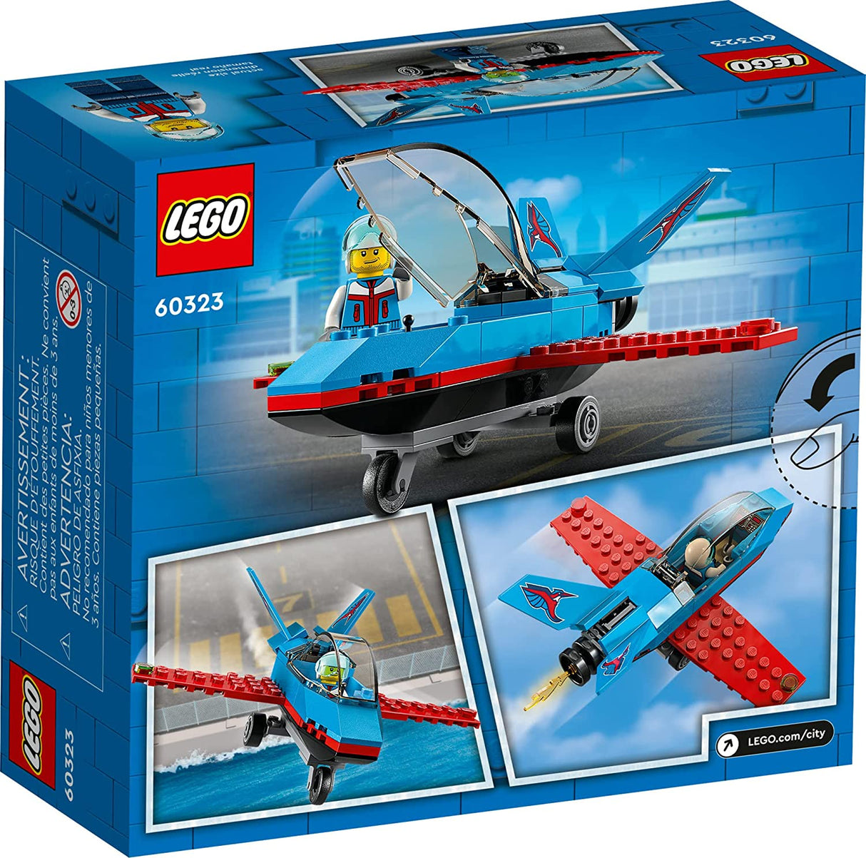 LEGO City Great Vehicles Stunt Plane 60323 Juego de juguetes de construcción para niños, niños y niñas a partir de 5 años (59 piezas)