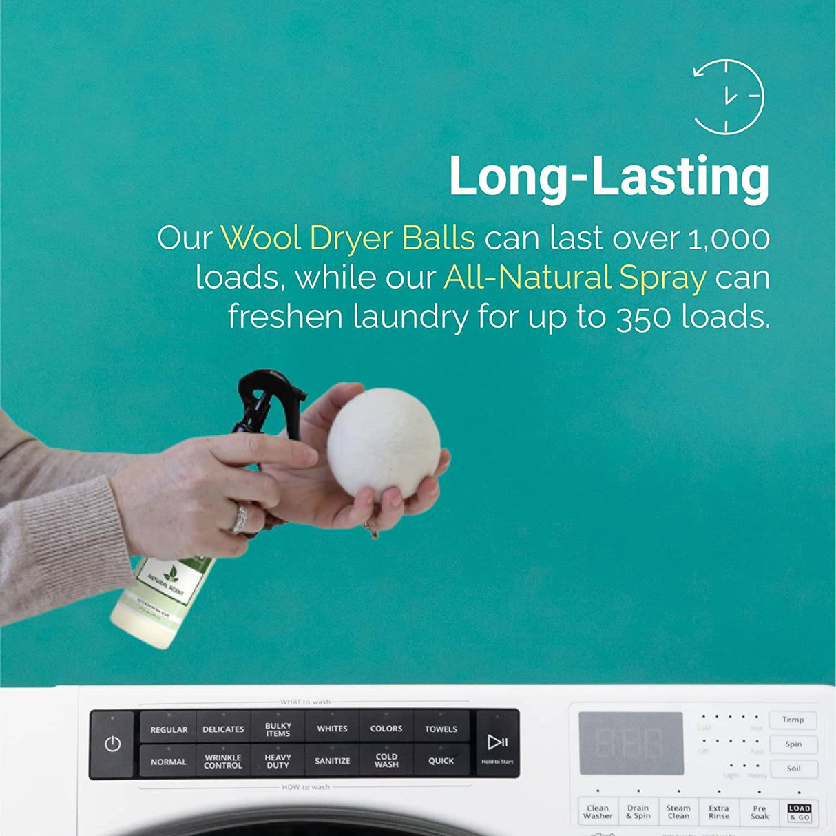 Azuna LaundryFresh Kit de bola para secadora | Bolas de secadora de lana orgánica para lavandería, suavizante de telas totalmente natural, alternativa a la hoja de secadora | reutilizable y de larga duración | reducir las arrugas - DIGVICE MX
