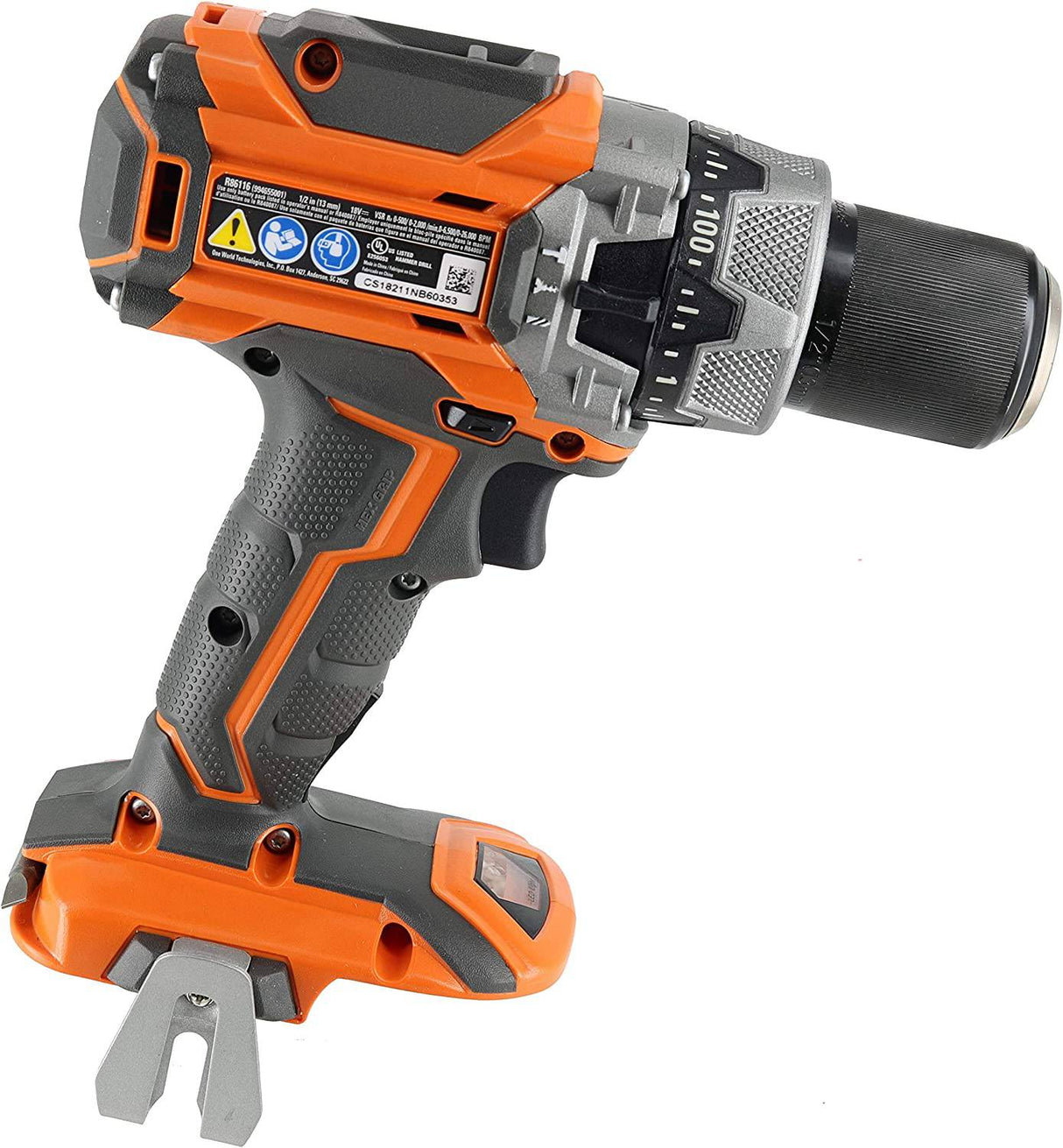 Ridgid R86116 taladro percutor inalámbrico de 18 voltios de 1/2 pulgada con batería de iones de litio (solo la herramienta, no incluye batería ni cargador) - DIGVICE MX