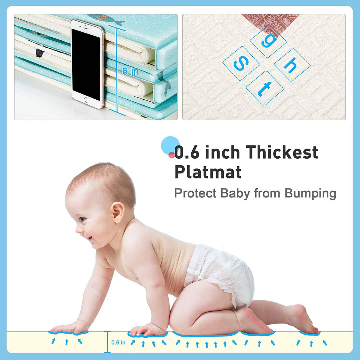Gimars XL - Tapete de juego para bebé plegable, reversible, de 0,6 pulgadas de grosor, resistente al agua, para piso de espuma, para gatear, portátil, para bebés, niños pequeños, niños, uso en interiores y exteriores - DIGVICE MX