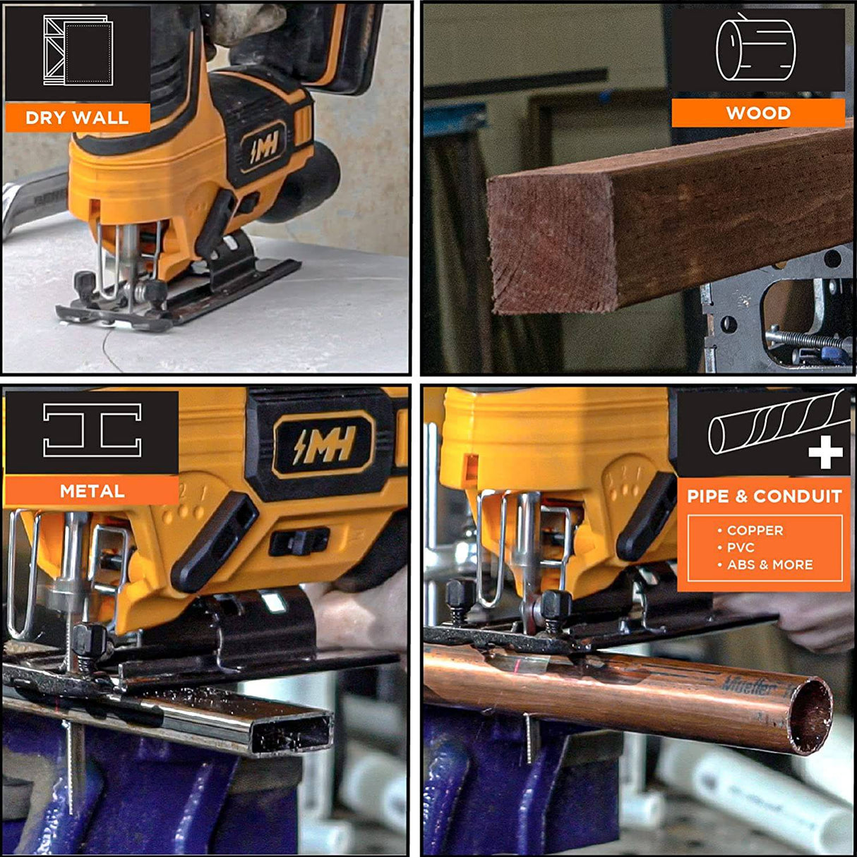 MOTORHEAD Sierra caladora inalámbrica ULTRA de 20 V, iones de litio, LED, láser y guía de borde, bisel de 0-45°. Carrera de 80", 2700 SPM, velocidad variable, cambio de hoja sin herramientas, batería de 2 Ah, cargador, bolsa, 3 hojas, - DIGVICE MX