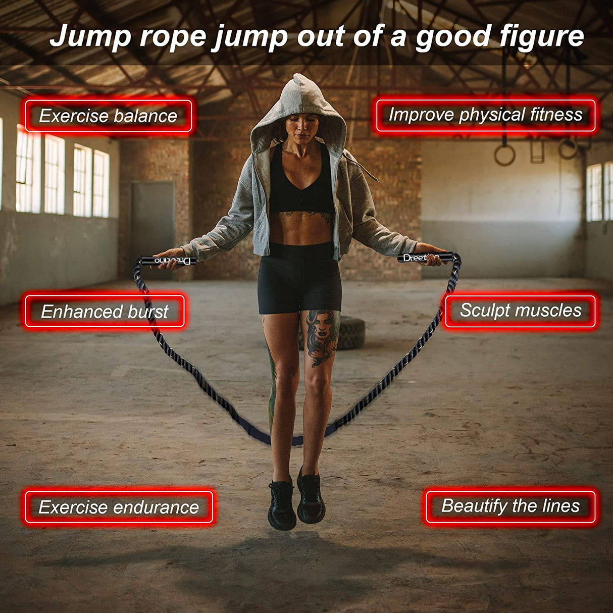 Dreetino - 2LB-10FT Heavy Durable Jump Rope Adult Fitness Weighted