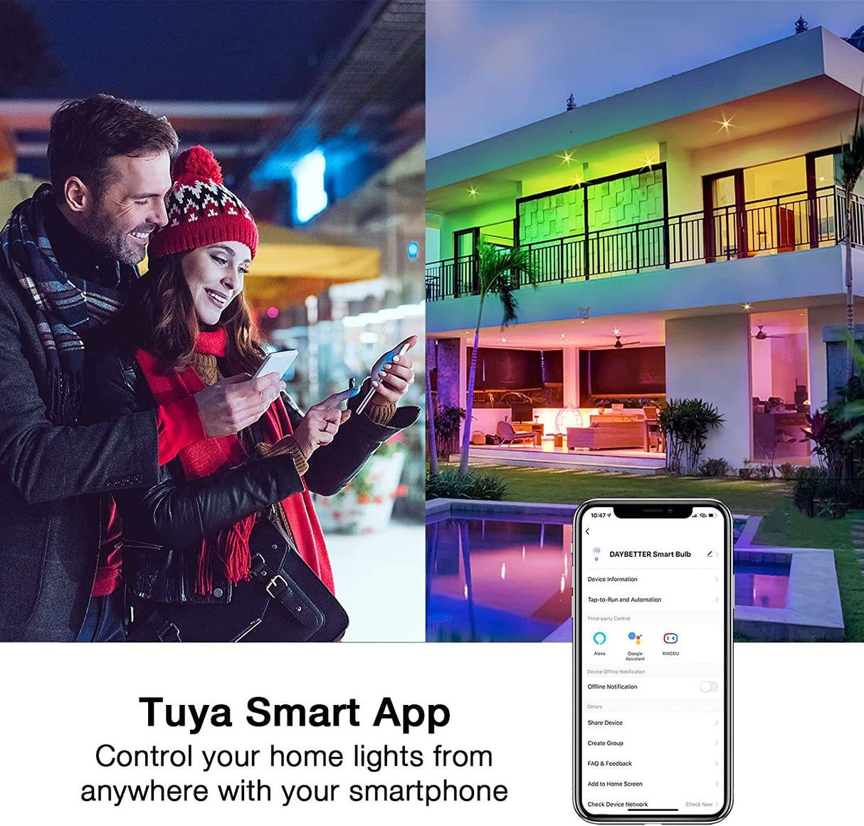 DAYBETTER Bombillas inteligentes, RGBCW Wi-Fi que cambian de color, bombillas LED compatibles con Alexa y Google Home Assistant, A19 E26 9W 800LM Bombilla LED multicolor, no requiere concentrador, bombillas 6 unidades - DIGVICE MX