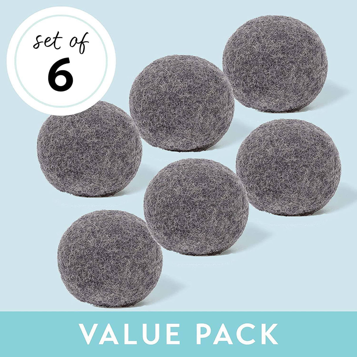 NREOY Ovillos de lana para secadora, paquete de 6, tamaño XL, 100 % lana orgánica de Nueva Zelanda, reutilizables y hechos a mano. Suavizante de telas natural, reduce las arrugas y disminuye el tiempo de secado (gris) - DIGVICE MX