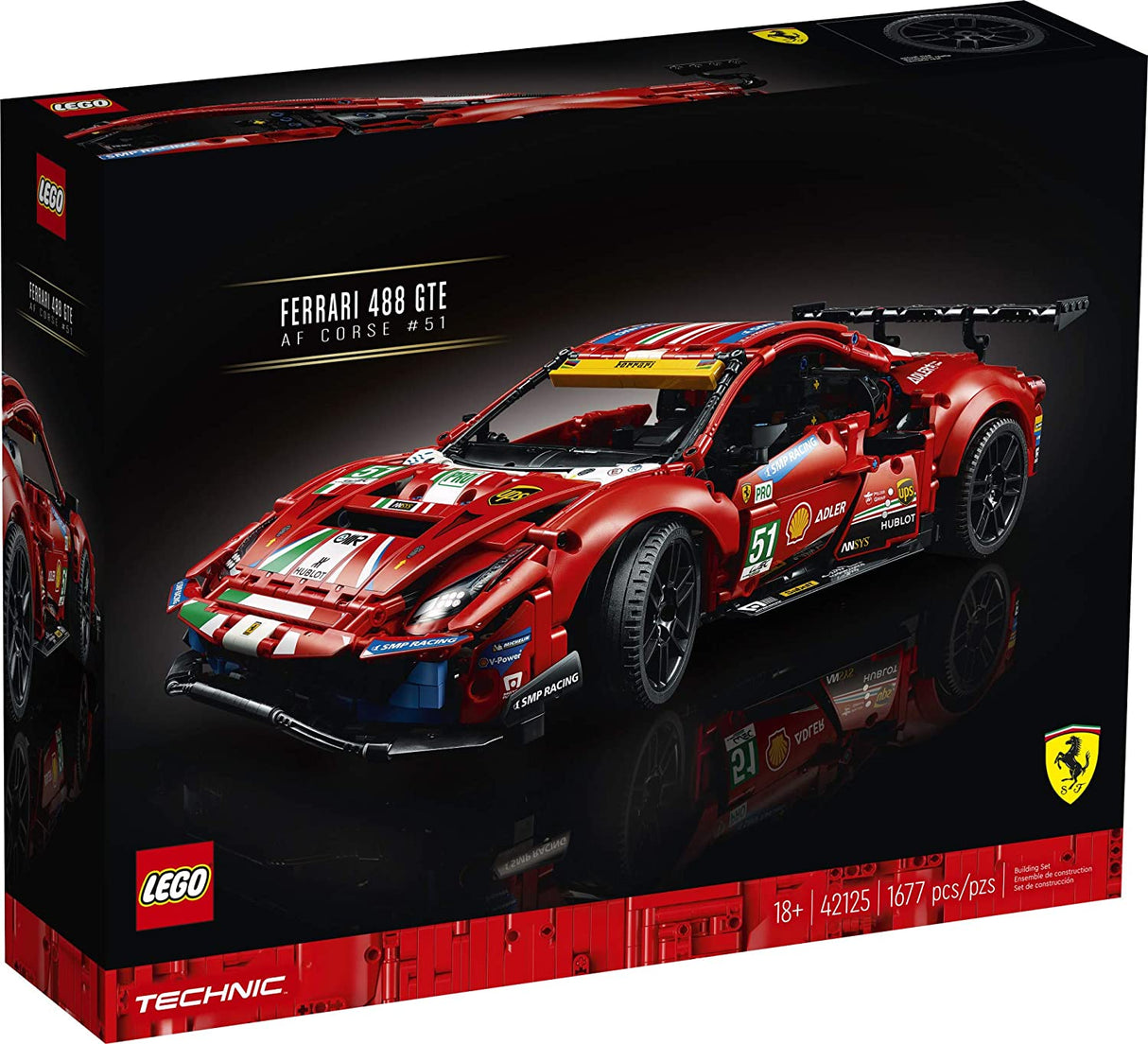 LEGO Technic Ferrari 488 GTE "AF Corse #51" 42125 Juego de construcción para adultos (1684 piezas)