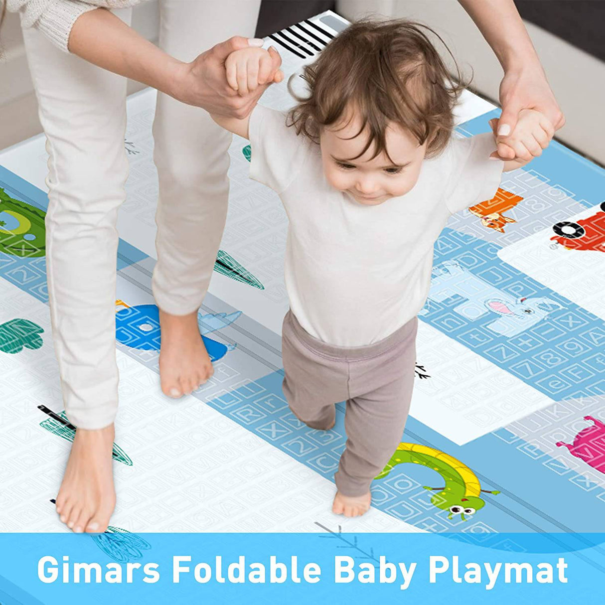 Gimars XL - Tapete de juego para bebé plegable, reversible, de 0,6 pulgadas de grosor, resistente al agua, para piso de espuma, para gatear, portátil, para bebés, niños pequeños, niños, uso en interiores y exteriores - DIGVICE MX