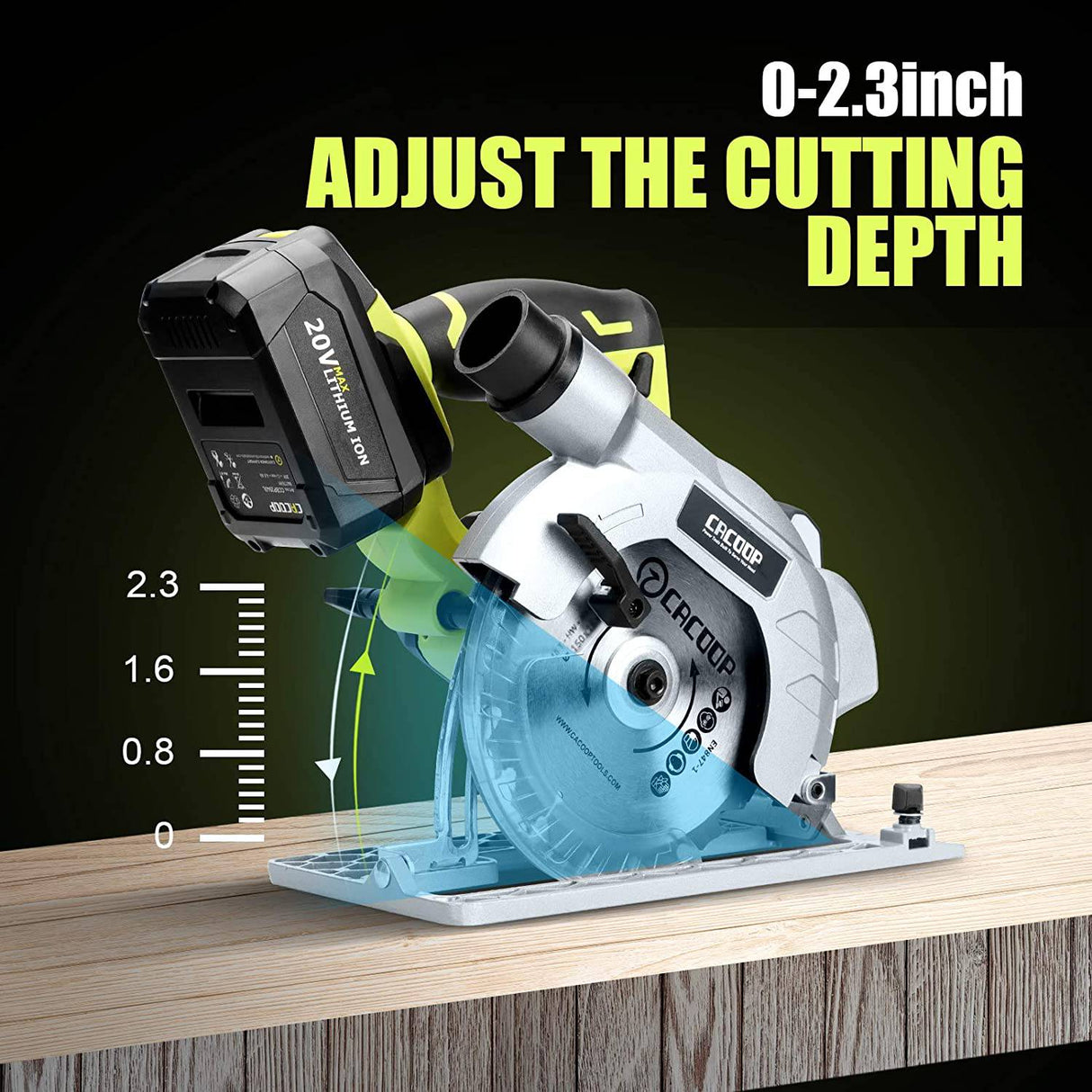 CACOOP Sierra circular inalámbrica de 20 V máx. de 6 pulgadas con batería de 4,0 Ah y cargador rápido, incluye dos hojas de 6 pulgadas, sierra circular alimentada por batería con láser para trabajadores de madera - DIGVICE MX