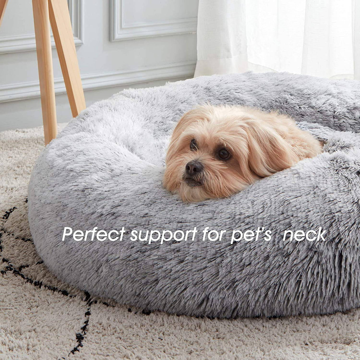 WESTERN HOME - Cama calmante para perros y gatos, cama antiansiedad para perros con forma de donut, cama redonda cálida y acogedora para perros, cama con cojín de felpa de piel sintética esponjosa para perros y gatos pequeños y medianos 24" LARGE - DIGVICE MX