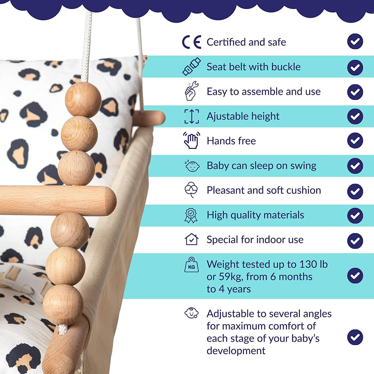 THE WORLD OF FROBEL - Columpio de hamaca para bebé de interior Columpio colgante de lona para bebé para niños pequeños de 6 a 48 meses - DIGVICE MX