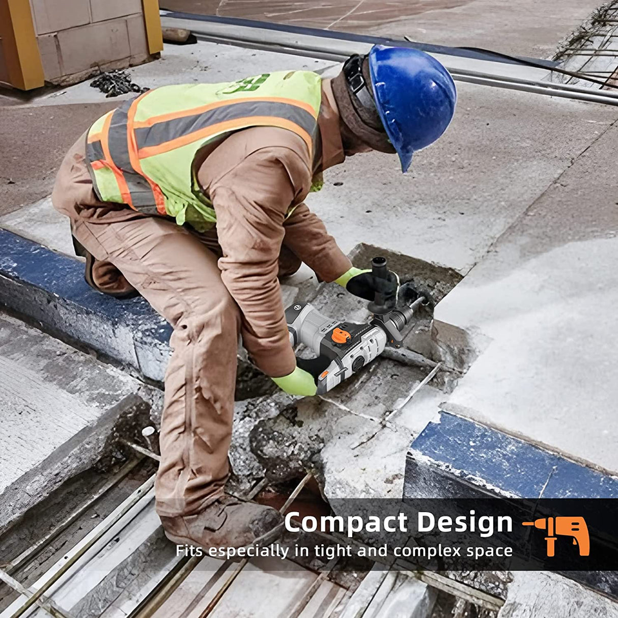 Taladro de martillo giratorio, Towallmark SDS Plus martillo taladro 9 amperios 6J antivibración, peso medio, 4 funciones en 1 perilla martillo giratorio para hormigón, ladrillos, azulejos incluyendo brocas y cinceles - DIGVICE MX