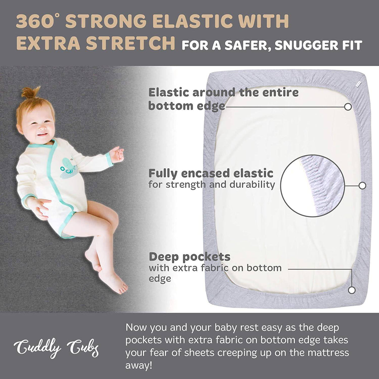 Cuddly Cubs - Paquete de sábanas ajustables y juego compatibles con Graco Pack n Play y otros colchones Playard de 27 x 39 pulgadas, gris jaspeado, paquete de 2 - DIGVICE MX