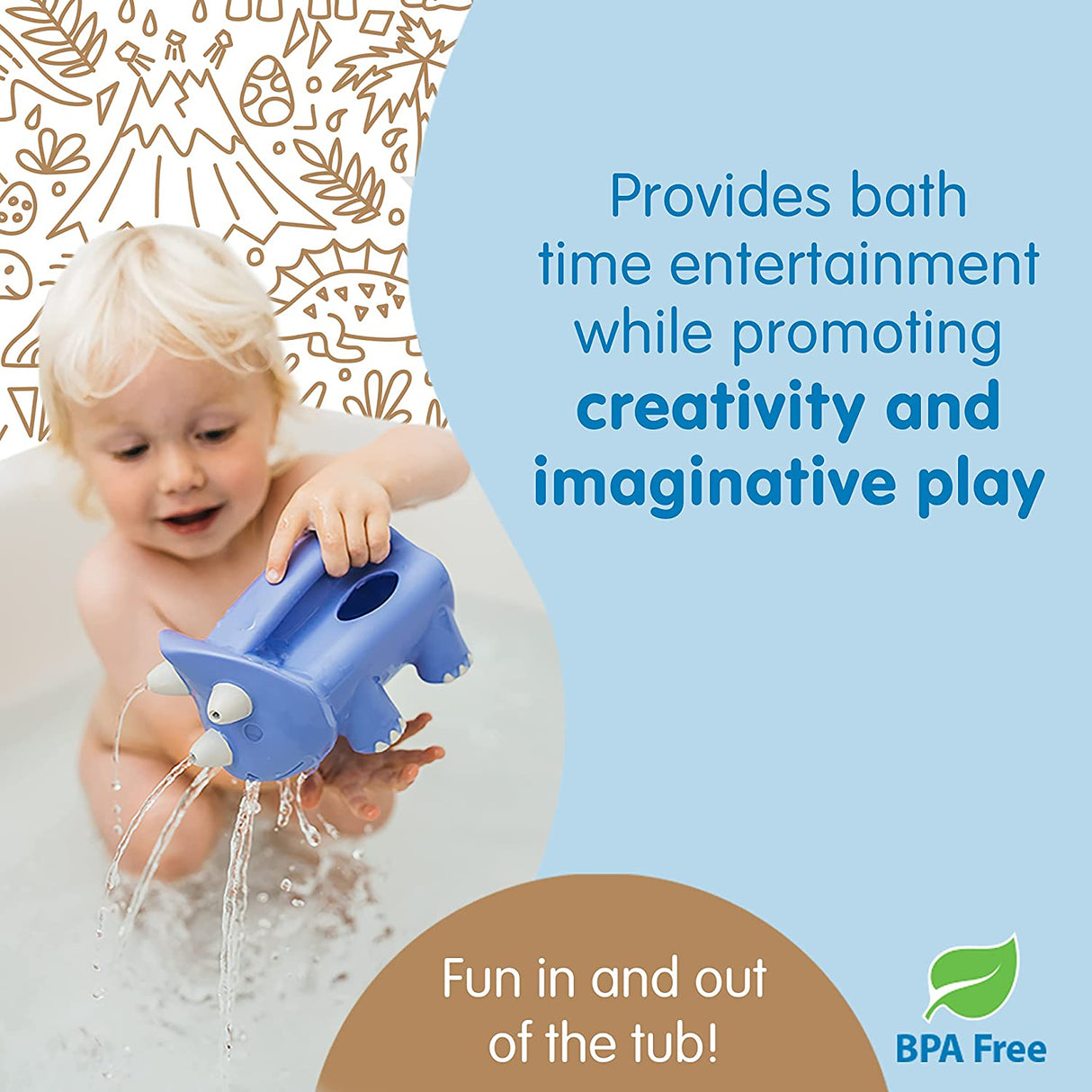 Dr. Brown's CleanUp Pour & Roar Regadera, Baby Bath Essentials Kids Toy, 6+ Months BPA Free, Plastic Neutral Certificado - BL002-P6