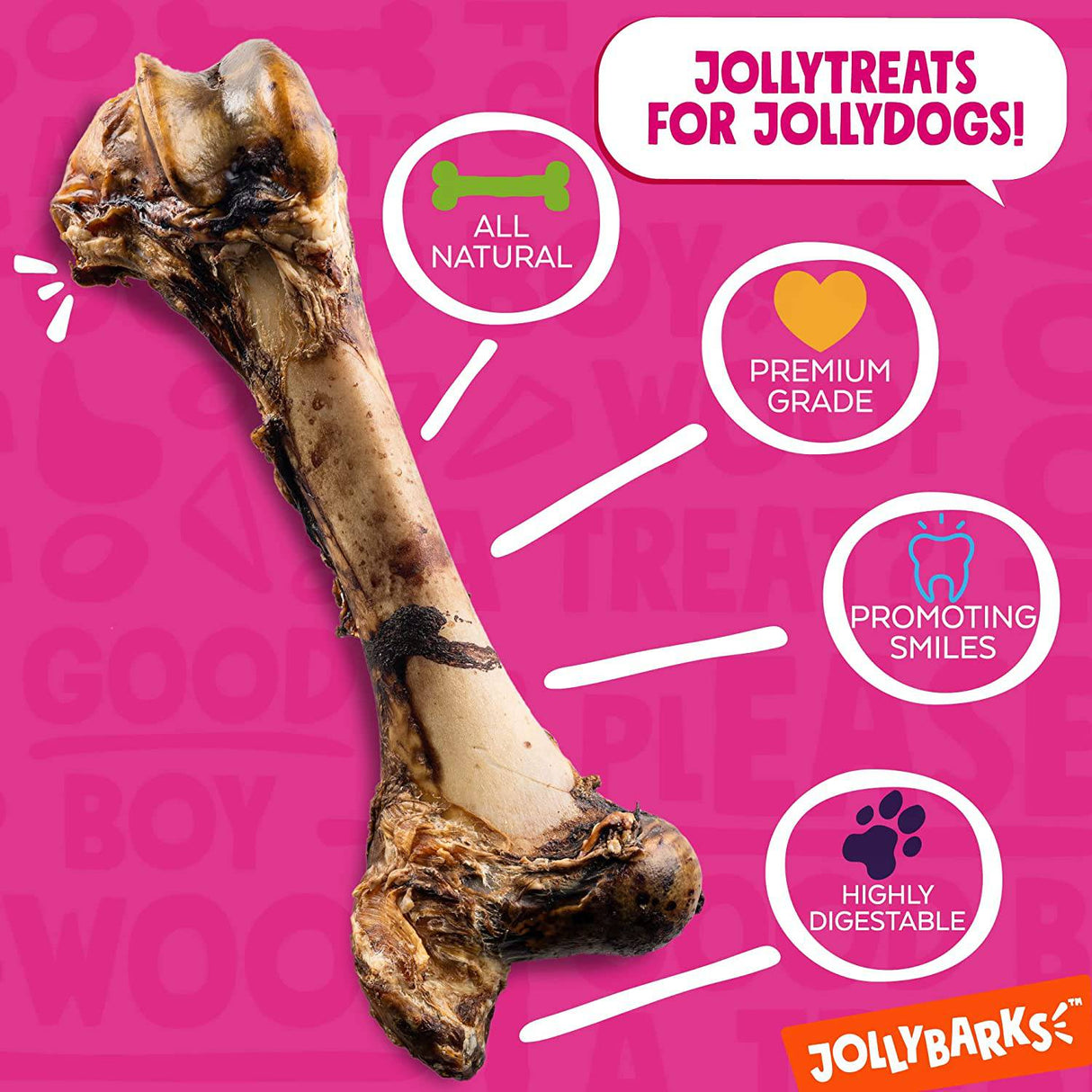 JollyBarks Mammoth hueso grande para perro de 16 pulgadas, masticables premium para perros masticadores agresivos, perros grandes, saludables de larga duración, todos los huesos naturales para perros, hueso gigante para perros (1 hueso) - DIGVICE MX