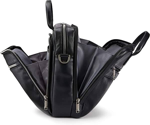 Samsonite - Maletín clásico de cuero con carga superior