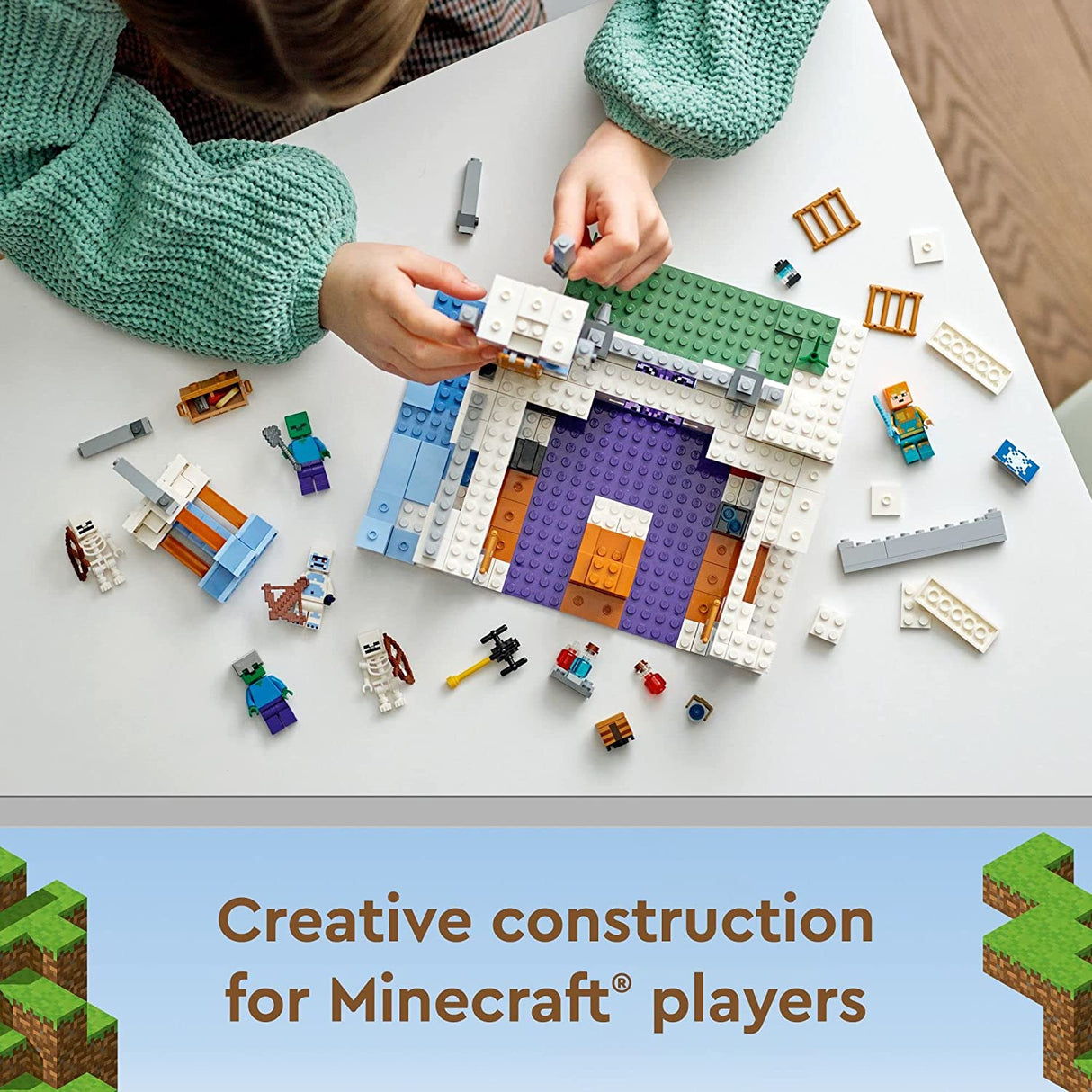 LEGO Minecraft The Ice Castle 21186 Juego de juguetes de construcción para niños, niñas y niños a partir de 8 años (499 piezas), multicolor