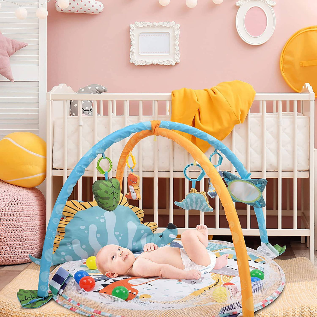 BATTOP Tapete de juegos para bebés, gimnasio de actividades con hoyo de pelota, tapete 4 en 1 para el tiempo boca abajo para bebés y niños pequeños, con juguetes sensoriales - DIGVICE MX