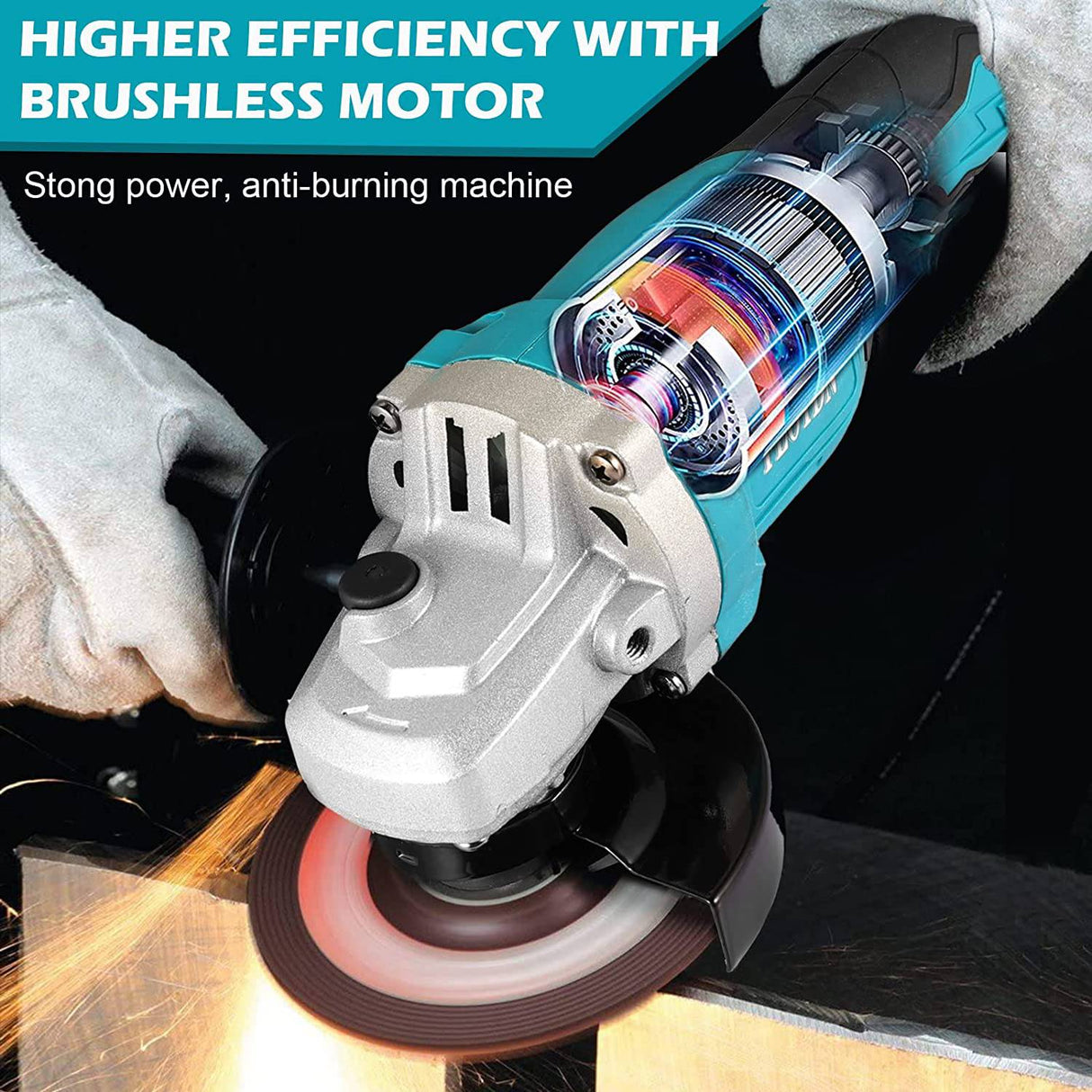 Amoladora angular inalámbrica FEOTDN de 20 V, herramienta de amoladora eléctrica con batería de litio de 4,0 AH, motor sin escobillas de 10000 RPM, amoladora con mango ajustable, amoladora de metal y corte de madera/metal - DIGVICE MX