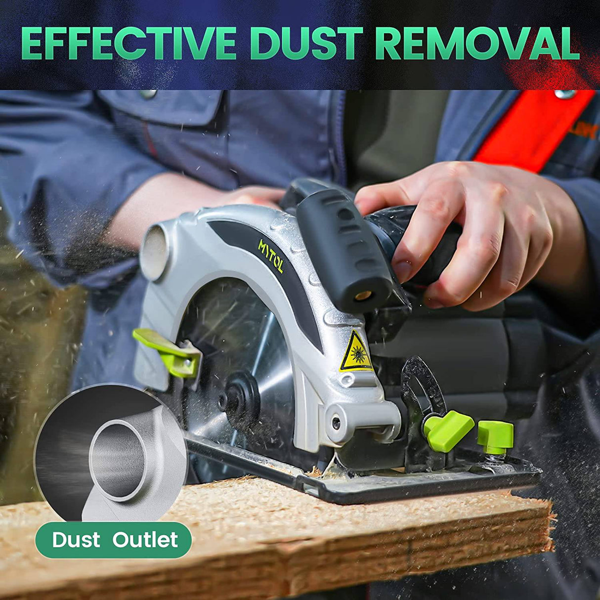 Sierra circular MYTOL con cable de 11 amperios, sierras circulares de 4500 RPM de potencia con hoja de 7-1/4", profundidad de corte ajustable (2-7/16" (90°), 1-13/16" (0°-45°), Guía de corte láser integrada, ideal para cortar madera. - DIGVICE MX