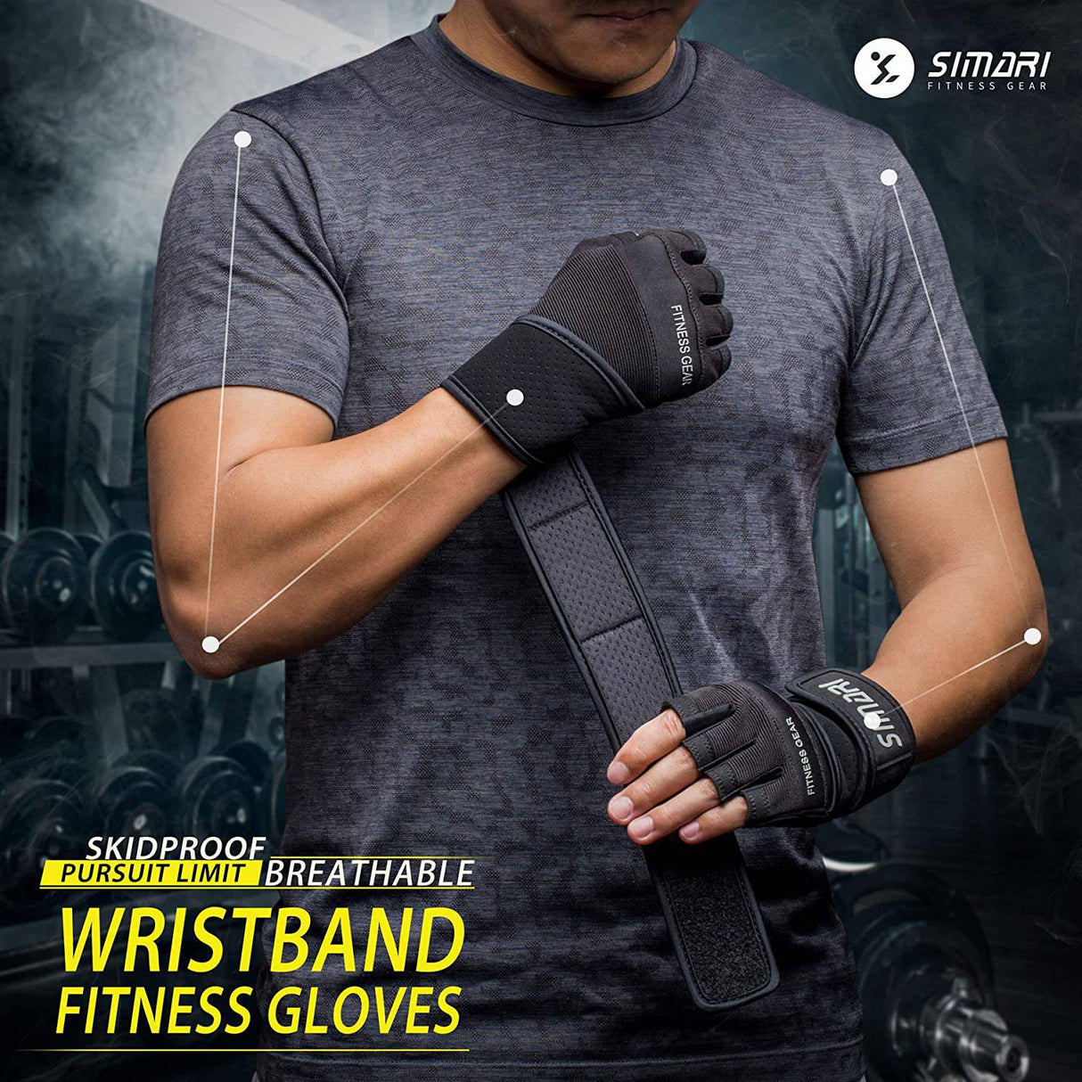 SIMARI - Guantes de entrenamiento para hombres y mujeres, guantes de levantamiento de pesas con muñequeras, soporte para gimnasio