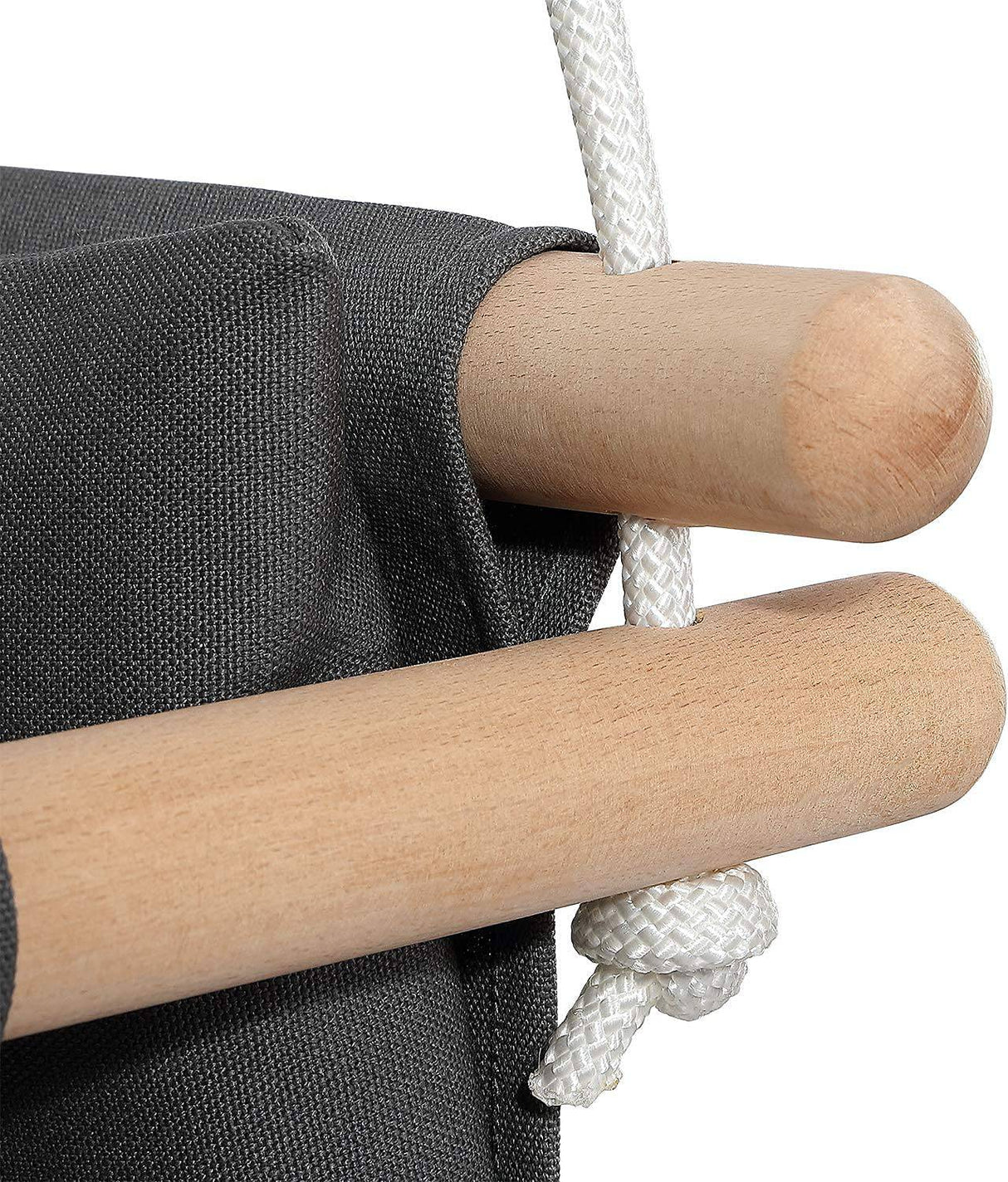 Milan Secure - Silla colgante de lona y madera para bebé, para interior y exterior, hamaca para patio trasero, columpio exterior, juguetes para niños, columpios de 6 a 36 meses con cojín decorativo para los oídos y anillo de madera natural, gris - DIGVICE MX