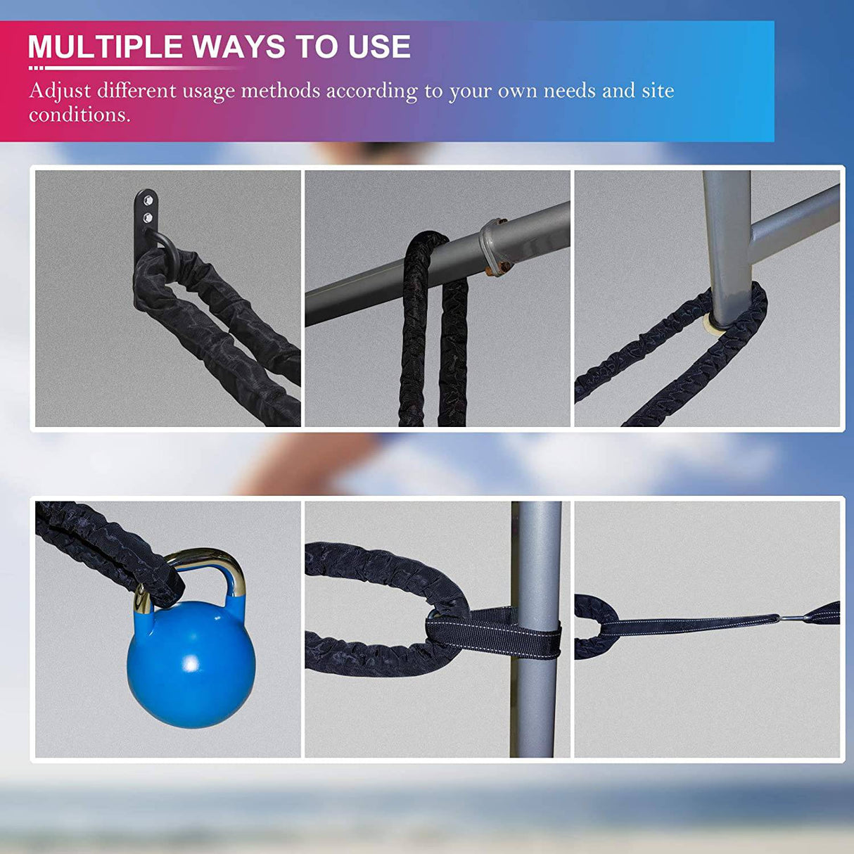 Hokyzam - Cuerdas de batalla Cuerda de batalla de 30 pies para entrenamiento de equipo de entrenamiento de gimnasio en casa