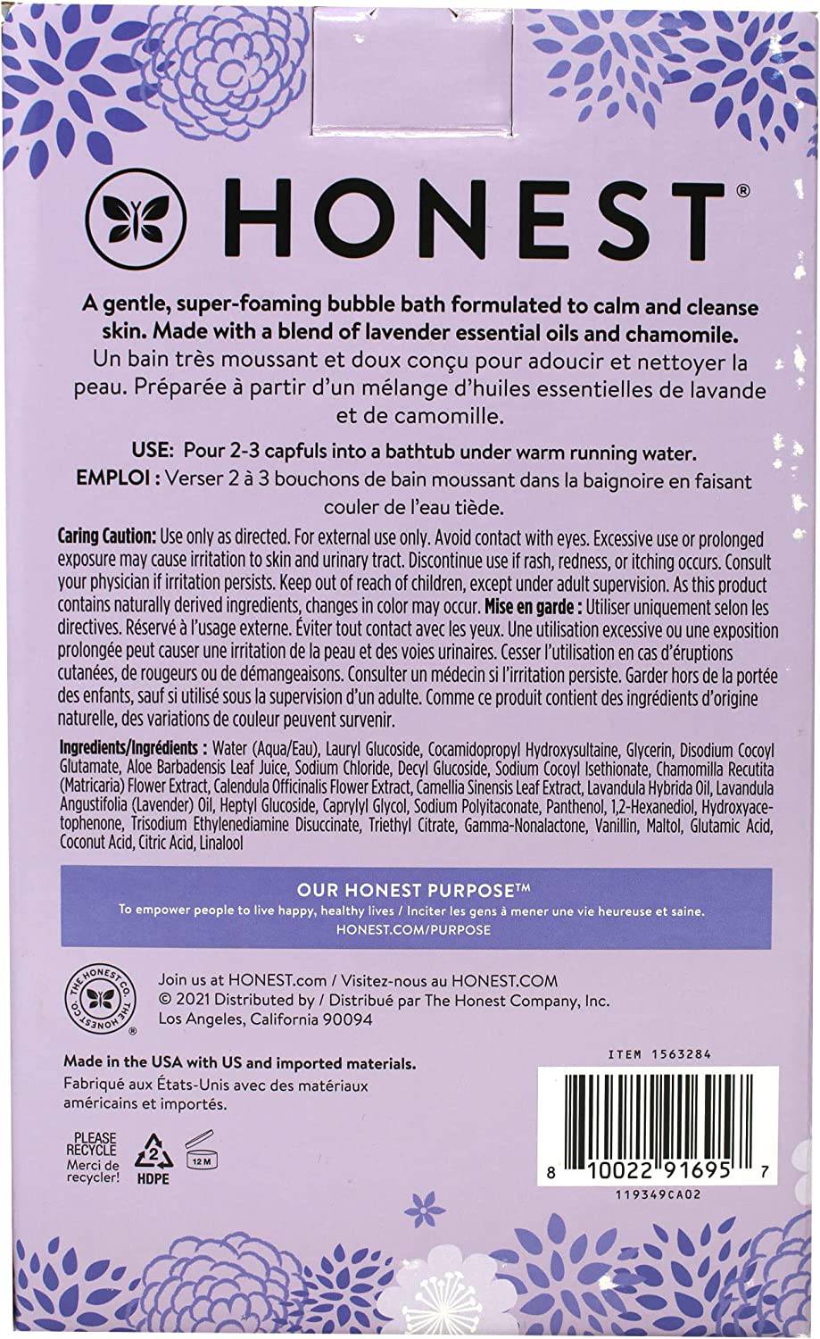 HONEST The Honest Company Baño de burbujas, lavanda verdaderamente calmante, 17 onzas líquidas (paquete de 2)