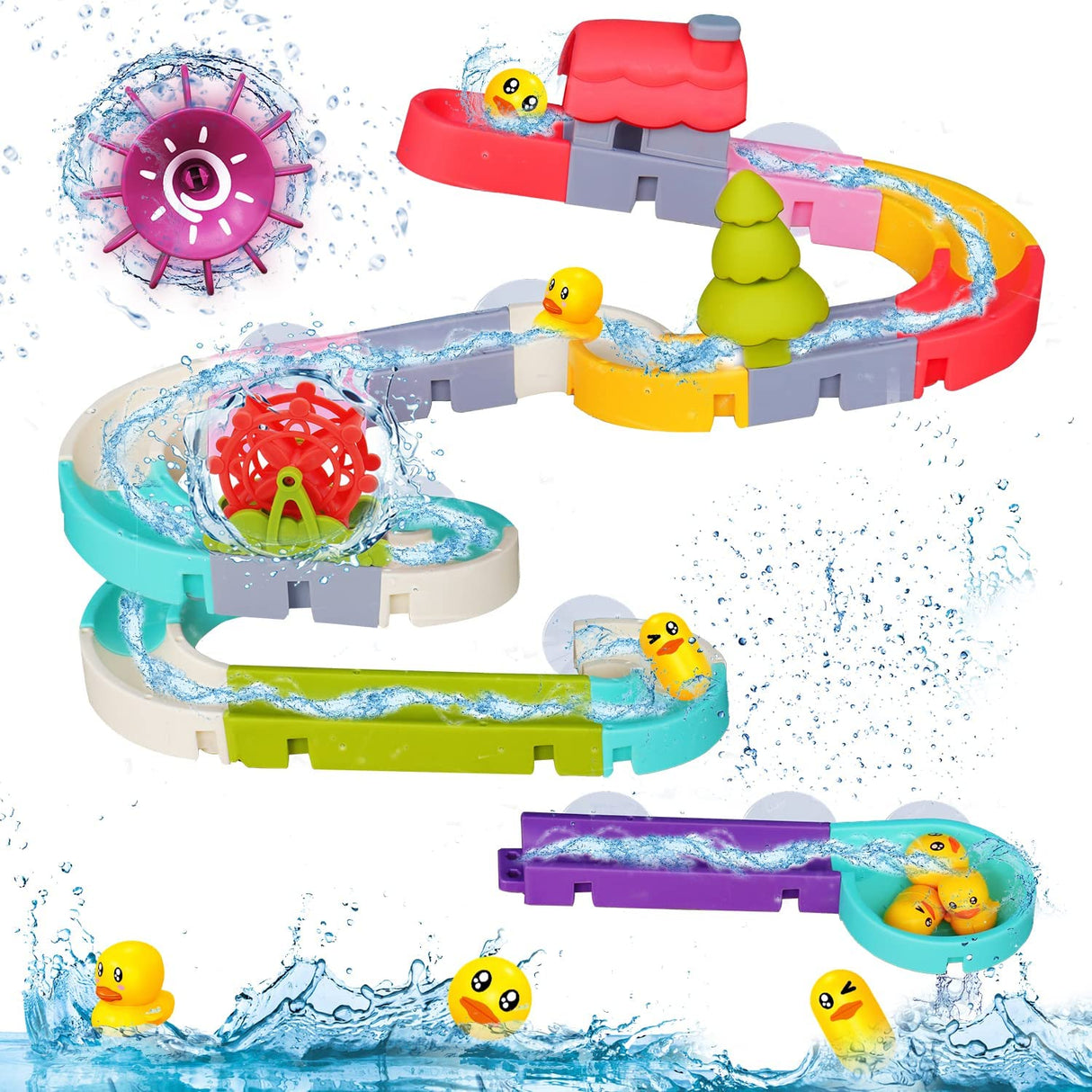 Qirptey - 46 piezas de juguetes de baño para niños pequeños, juguetes de ducha para bebés - B09XHJPX94