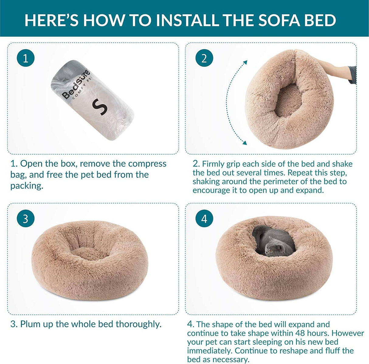 Bedsure - Camas para perros calmante para perros pequeños, medianos y grandes, cama redonda para perros lavable, antideslizante, de piel sintética, esponjosa, para perros, ansiolíticos, para gatos - DIGVICE MX