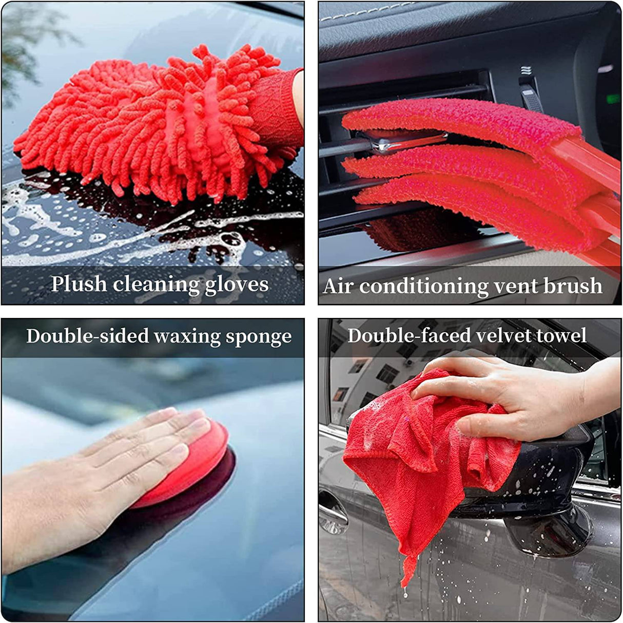 SVNEDI Kit de detalles de automóviles, juego de brochas de perforación para detalles de automóviles, paquete de 23 que incluye cepillos de perforación de automóviles, almohadillas de pulido, cepillos de detalles, manopla de lavado/esponja