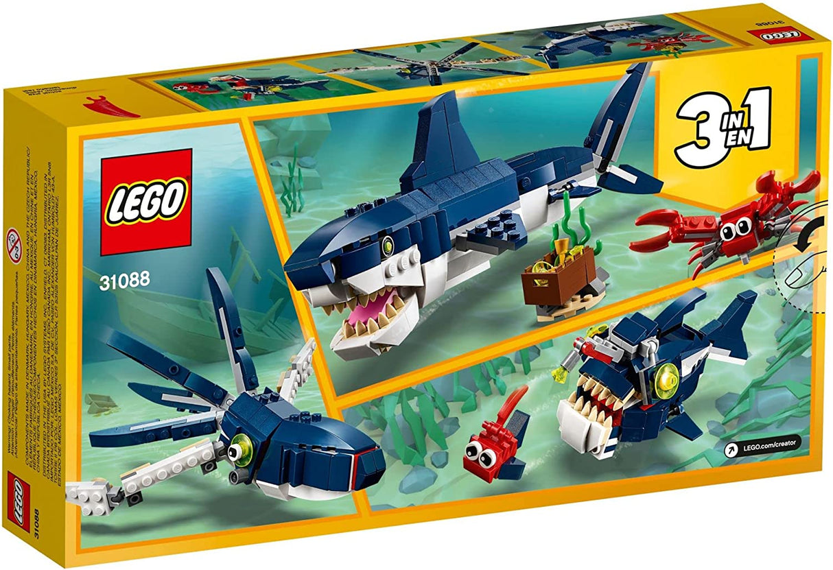 LEGO Creator 3in1 Deep Sea Creatures 31088 Juego de juguetes de construcción para niños, niños y niñas a partir de 7 años (230 piezas)